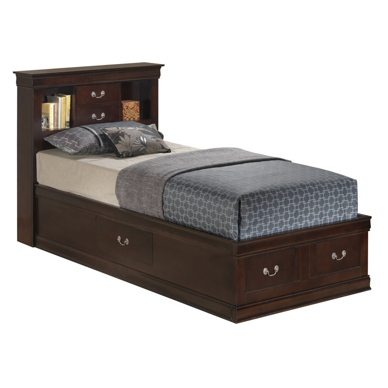 Citronelle Bookcase Storage Bed, Twin, Cappuccino