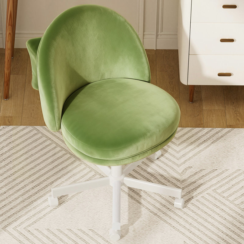 Vanity Desk Chair Dressing Table Chairs Swivel Armless Height Adjustable Foam Padded Bedroom Makeup Office Chair, Velvet