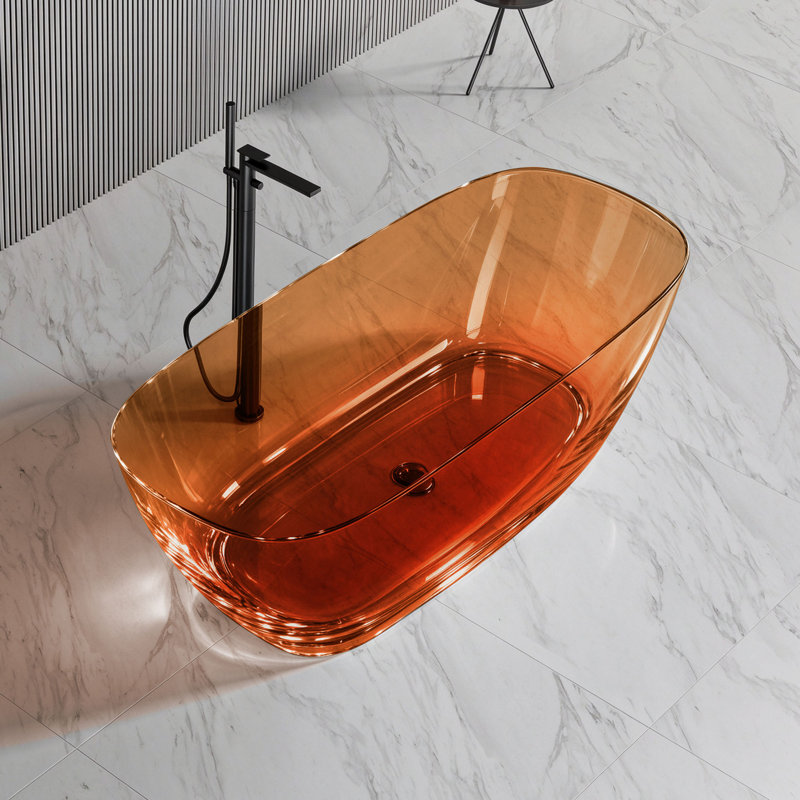 Baignoire de trempage autoportante en résine avec drain escamotable 59 po. X 28 po. MonBlari