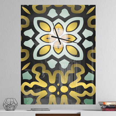 Ornement géométrique et floral - Horloge murale moderne