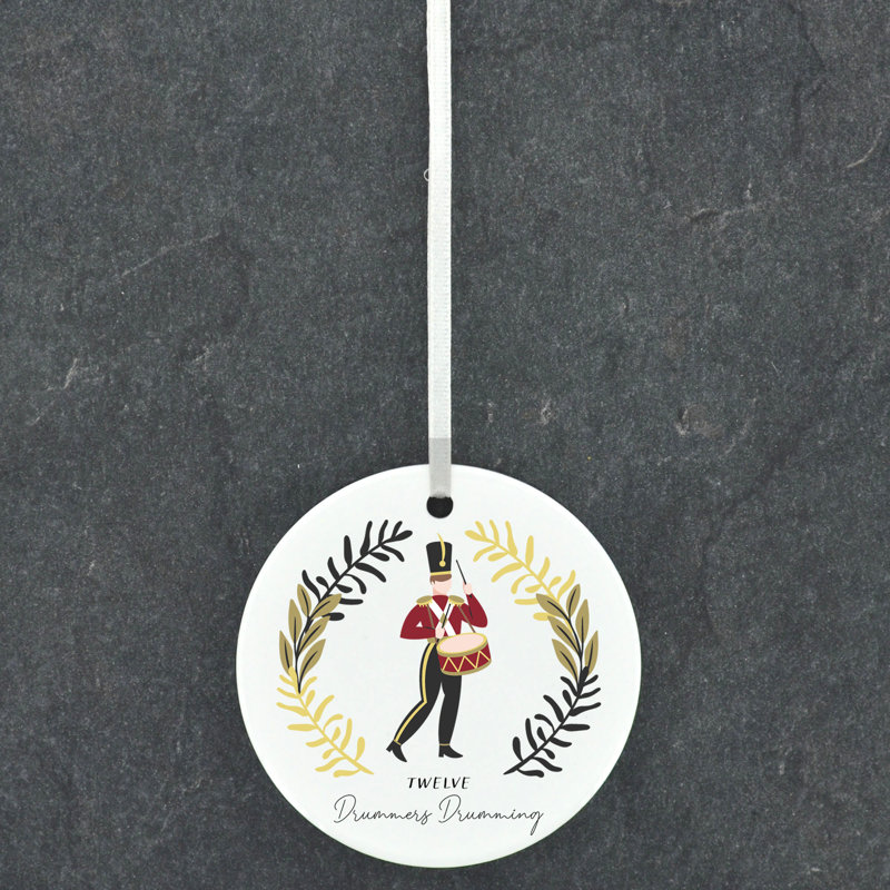 12 Days 12 Drummers Drumming Circle Shaped Ceramic Ornament