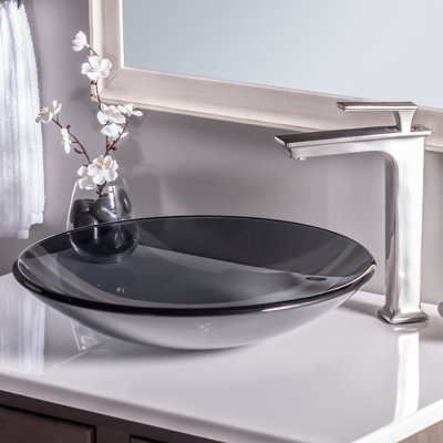 Lavabo de salle de bain vasque circulaire en verre à profil bas