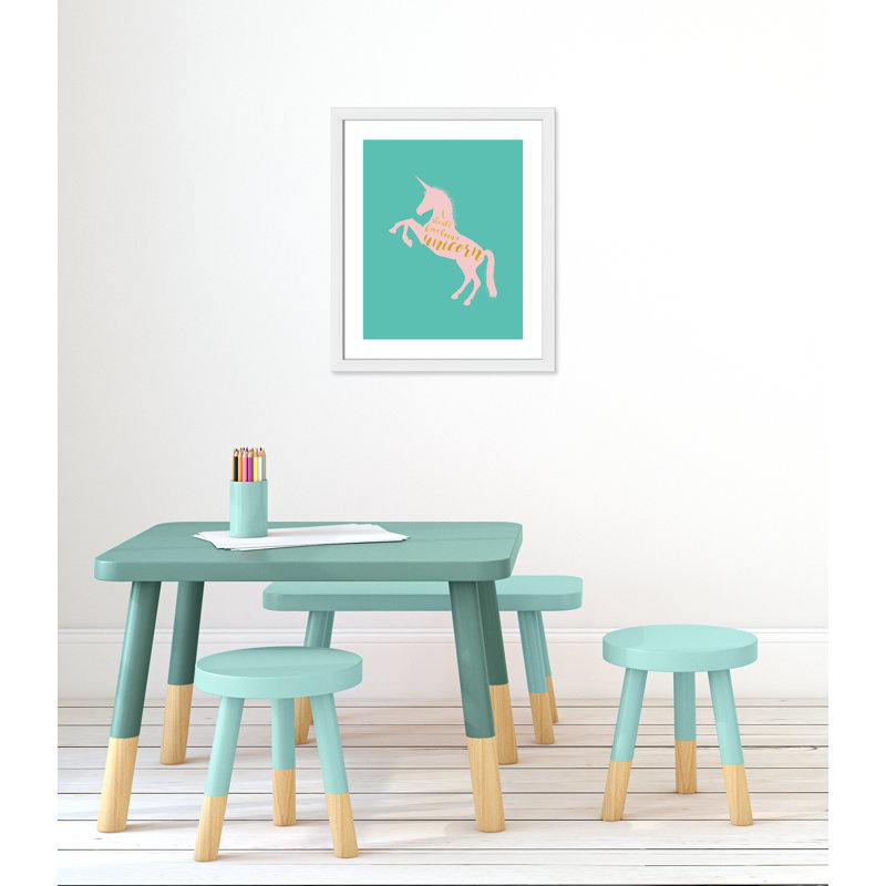 «Aurait dû être une licorne», art encadré, H 24,5 po x l 20,5 po x P 0,63 po, Cadre blanc