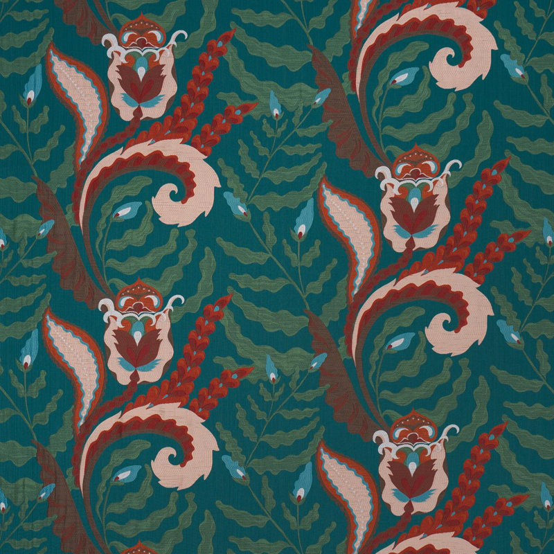 Schumacher X Laura Gonzalez Jaipur Fantaisie Fabric, Blue