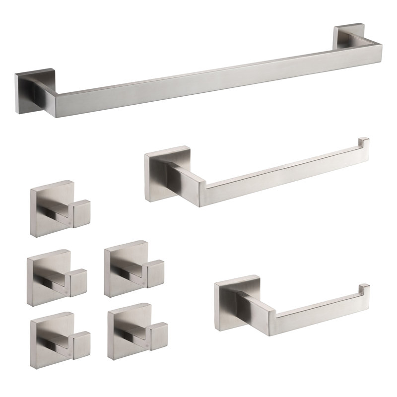 Bathroom Hardware Set,bathroom Accessories,stainless Steel,wall Mounted,8 Pieces, Brushed Nickel