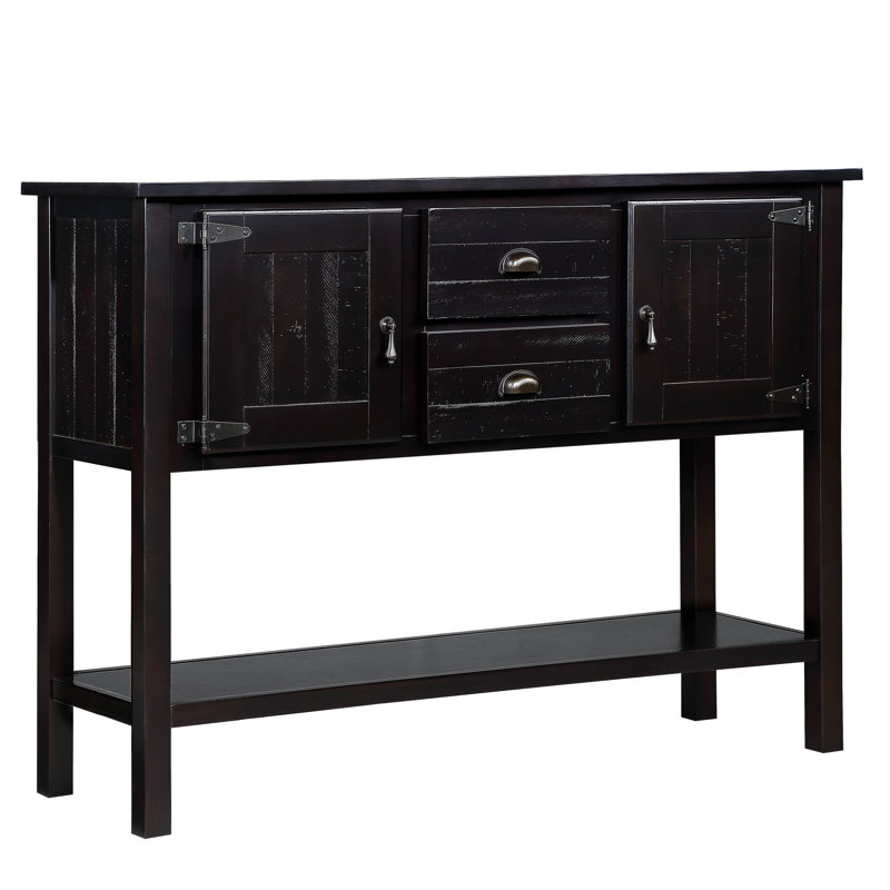 Console en bois massif avec tiroirs, aspect rustique - table d'appoint 48 po, charme, pour salle à manger, Espresso