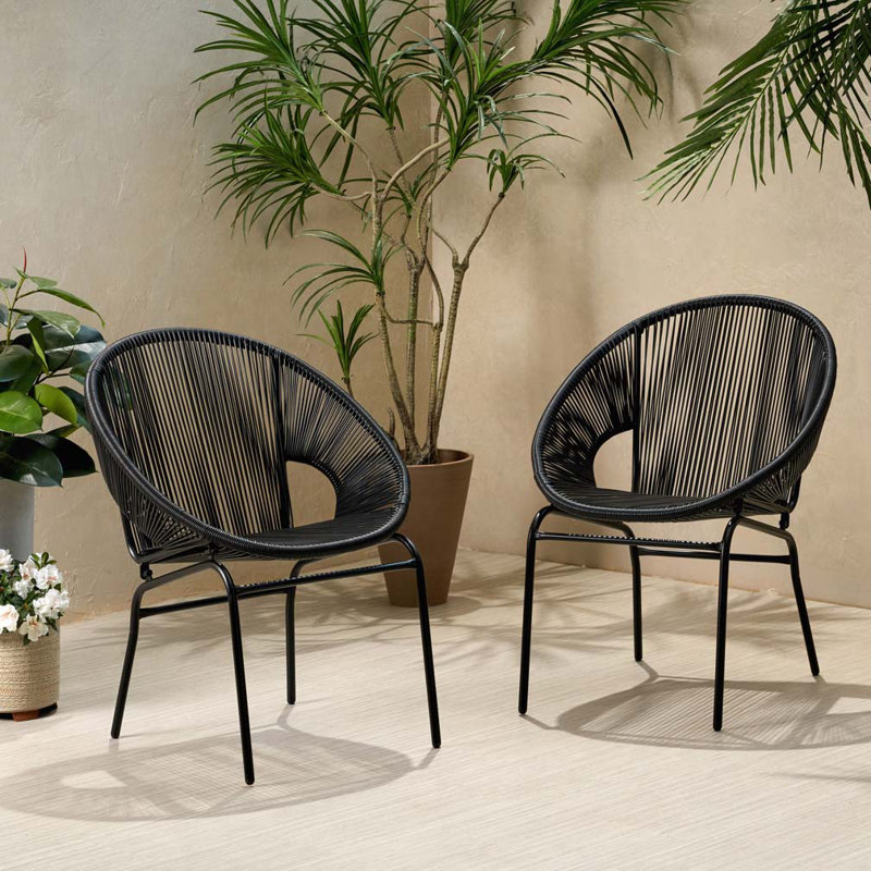 Outdoor Wicker Papasan Chair, Noir