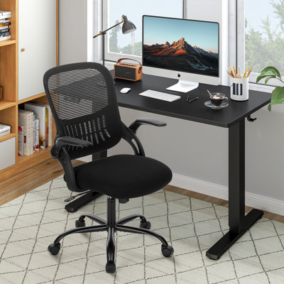 Ensemble de bureau: bureau électrique debout et chaise de bureau en filet