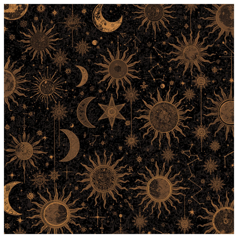 Tapisserie murale Celestial Sun Moon, 68in H x80in W with 4 Grommets