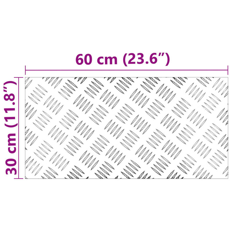 Metal Anti-Slip Stair Treads, Rectangle 30cm x 60cm, Silver