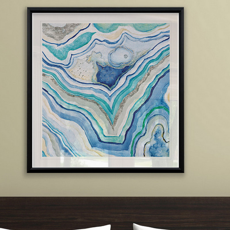 Agate bleue II - reproduction de cadre photo, H 22,5 po x l 22,5 po x P 1,5 po