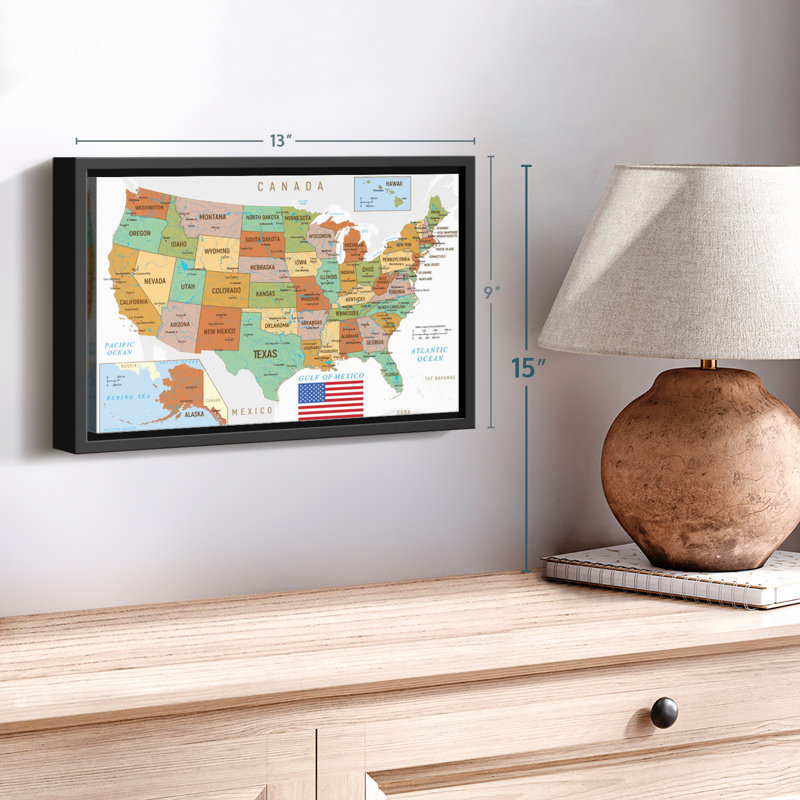 Impression rétro sur toile rétro des États-Unis, H 9 po x l 13 po