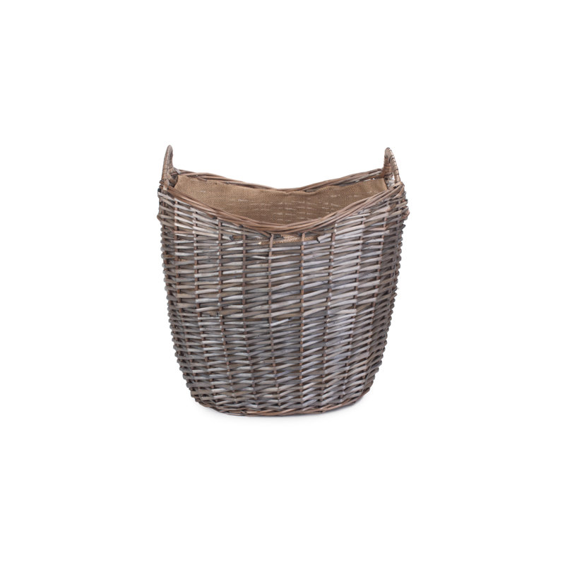 Wicker Scoop Neck Hessian Lined Basket, 42cm H x 30cm W x 38cm D