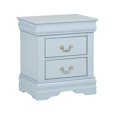 1pc Blue Two Drawers Louis Philip Nightstand Wooden Contemporary Style Bedroom Home Furniture