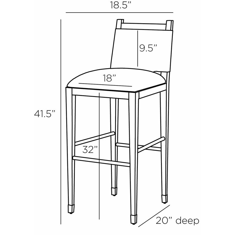 Burdock Bar Stool, Vanilla Leather, Bar Stool (32” Seat Height)
