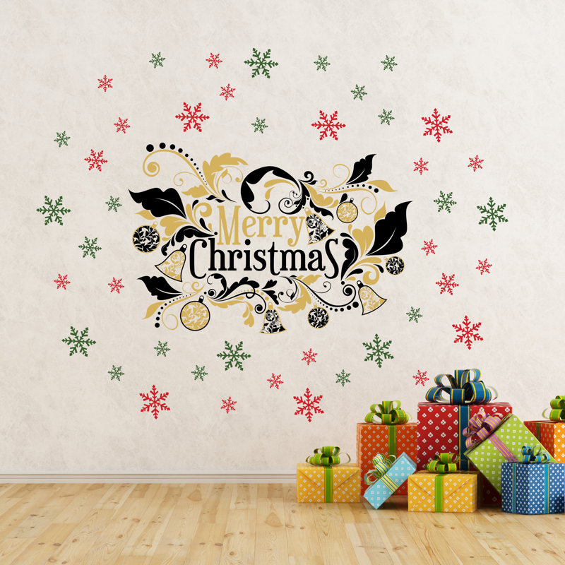 Merry Christmas Abstract Non-Wall Damaging Wall Decal