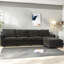 Canapé modulaire moderne avec méridienne en noir - décor de salon en lin, conception ergonomique, dossier rembourré en L confortable, design intérieur réversible, siège, siège