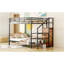 Full Over Full Metal Bunk Bed With Lateral Storage Ladder And Wardrobe-1128223189