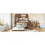 Lit superposé simple au-dessus d'une chambre double avec échelles et glissoires, lit superposé au sol avec étagères de rangement et garde-robe, conception de maisonnette-223508771