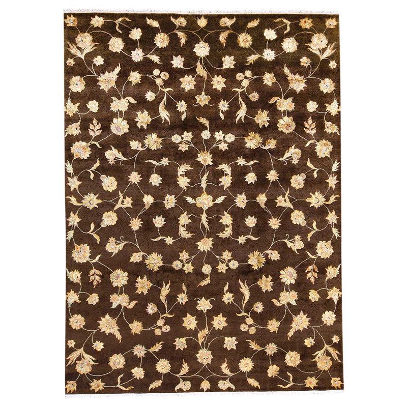 Tapis brun / beige de haute qualité noué à la main