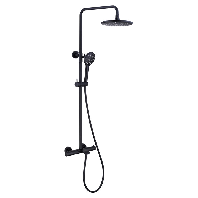 3-Function Thermostatic Shower System with 5-Setting Handheld Shower and Rough-in Valve