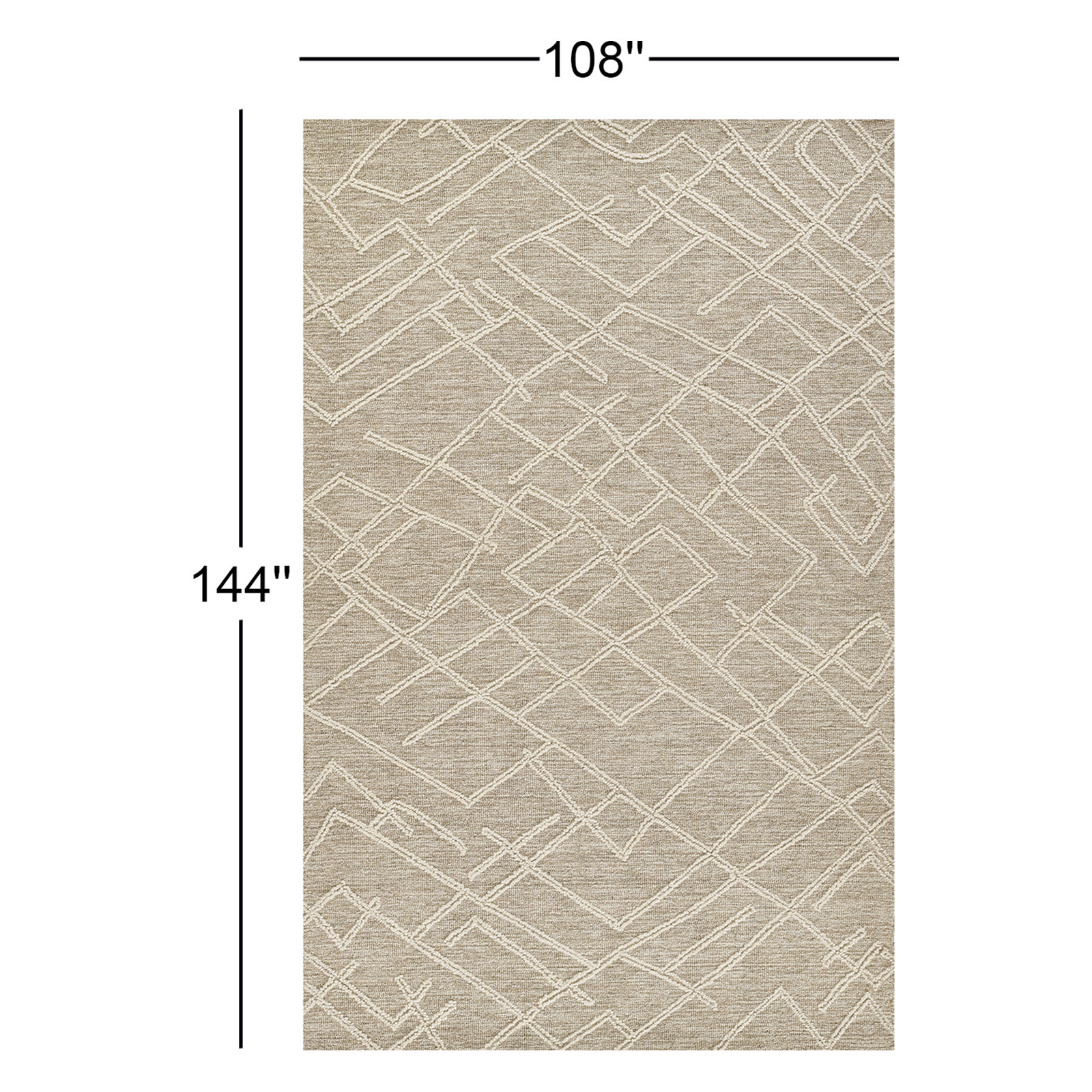Beige Hand-Tufted Abstract Wool Rug, Rectangle 9' x 12'
