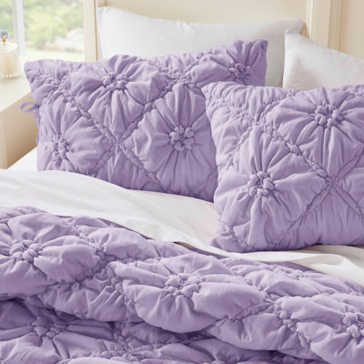 Édredon simple, motif floral avec froncement élastique et étreinte douce, microfibre respirante, confort toutes saisons, standard 100, édredon 2 pièces sans effort, froncement moelleux, machine