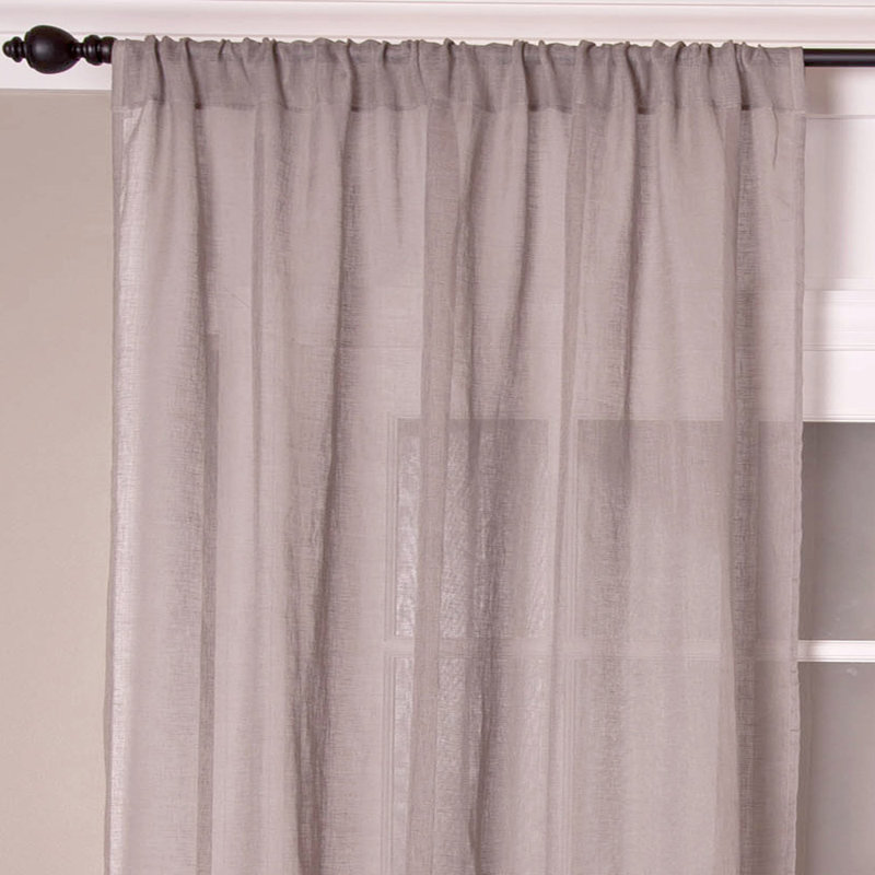 Solid 100% Linen Sheer Rod Pocket Header Curtain Panel for Bedroom & Living Room, 51" W x 96" L, Plum
