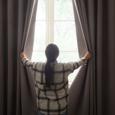 Linen Blend Blackout Curtain Panel Pair