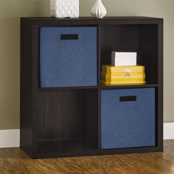 4 Cube Decorative Storage Large Bookcase Tiered Shelf Unit by ClosetMaid, Black Walnut