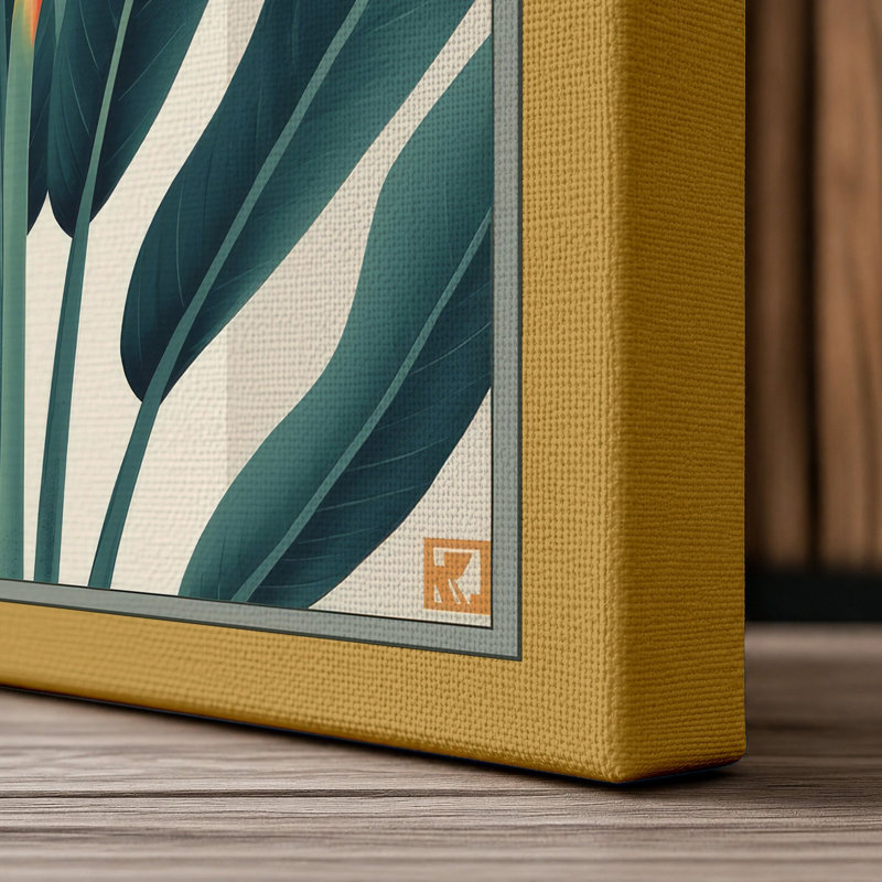 Tropical Bloom Botanical - Wrapped Canvas, 18x12 - 45.7 x 30.5 cm, Ochre Border