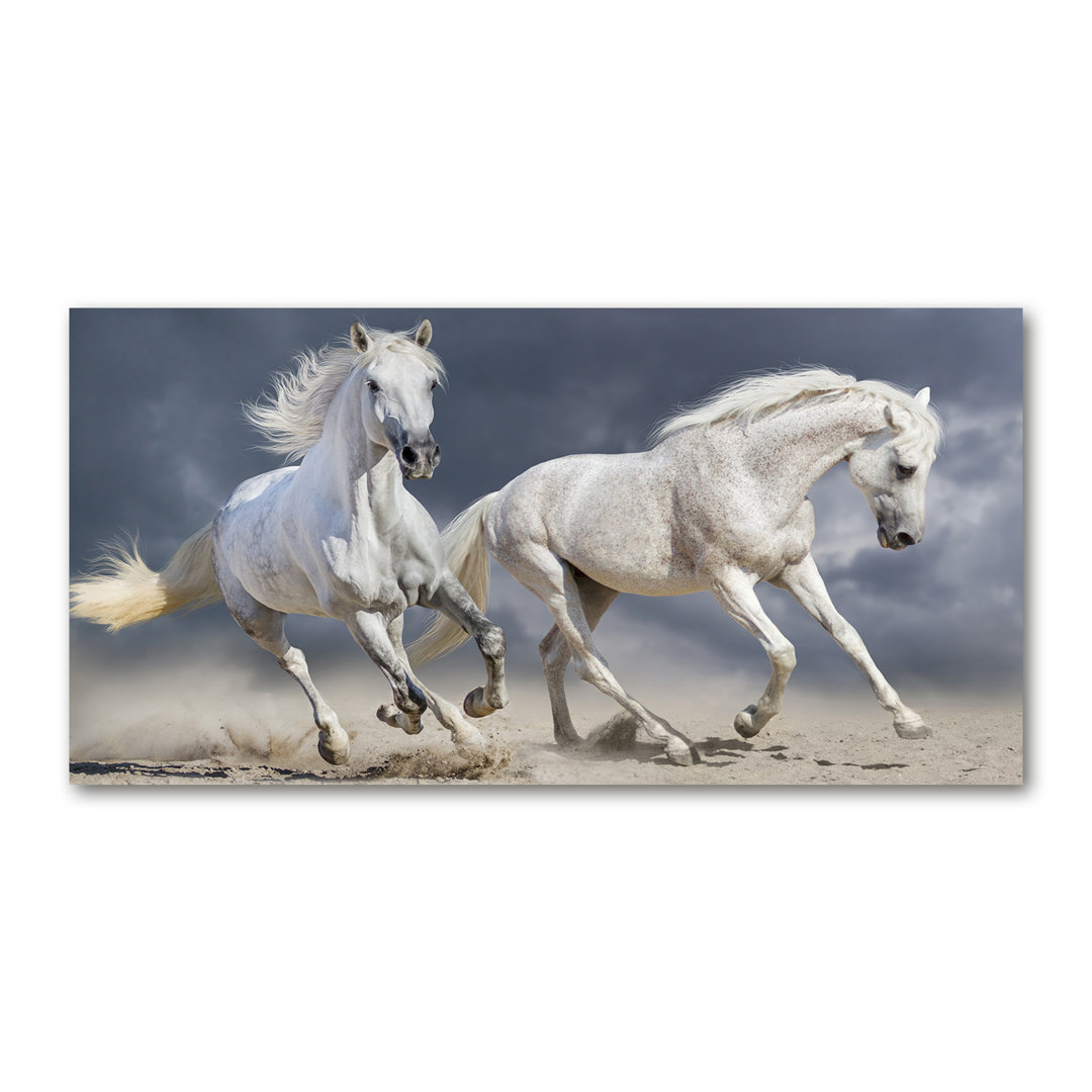 Glasbild White Horses Beach