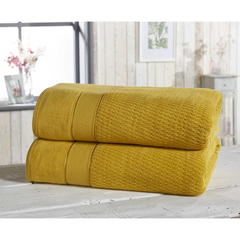 Asare 100% Cotton Midweight Waffle Bath Sheet, Ochre