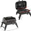 Barbecue au charbon de 14 po - portatif pour le camping, la pêche à la traîne, la cuisson en plein air, émaillé, ventilé, pieds pliants, 223 po carrés, célébrations noires 14 po, revêtement en émail, évent, table de barbecue