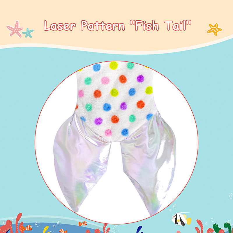 Couverture Kids Mermaid Tail, 46" L x 17.7" W, Blanc