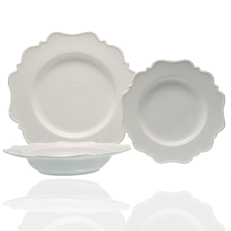 Red Vanilla Pinpoint 18 Piece Dinnerware Set, Service for 6
