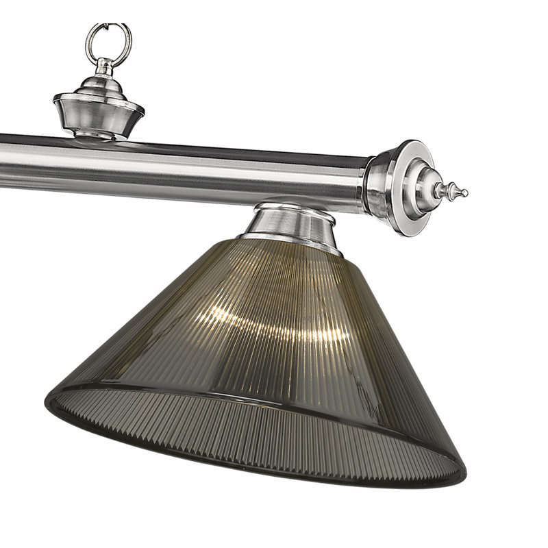 Luminaire suspendu linéaire 3 lumières Annaleisa, Vert, Nickel brossé