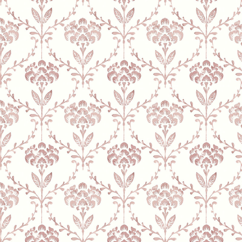 Martha Stewart Chateau Fleur Basketweave Green Wallpaper, Pink