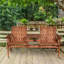 Banc de patio en bois avec table basse et trou pour parasol