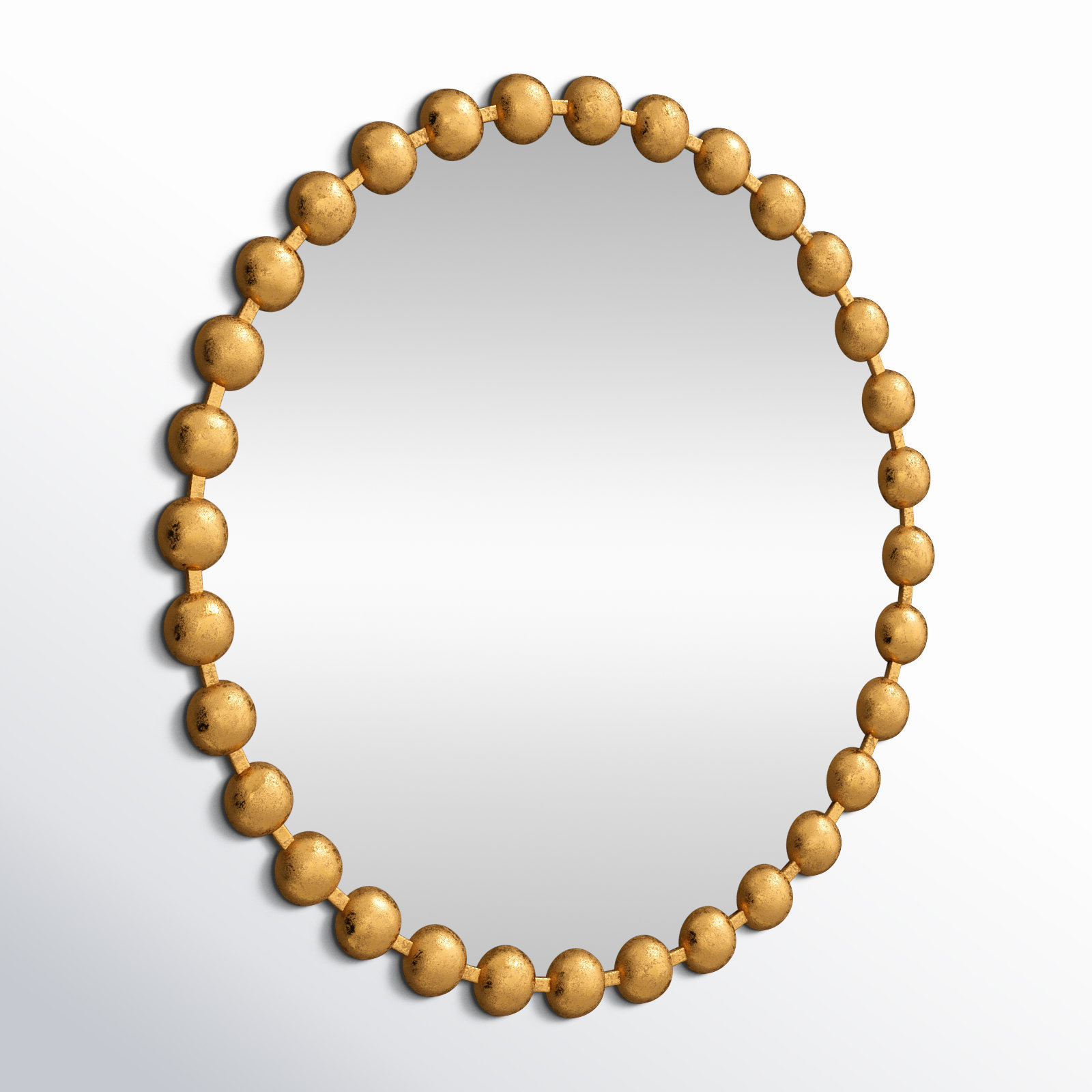 Marlowe Beaded Round Metal Wall Mirror, Gold, 27" x 27"