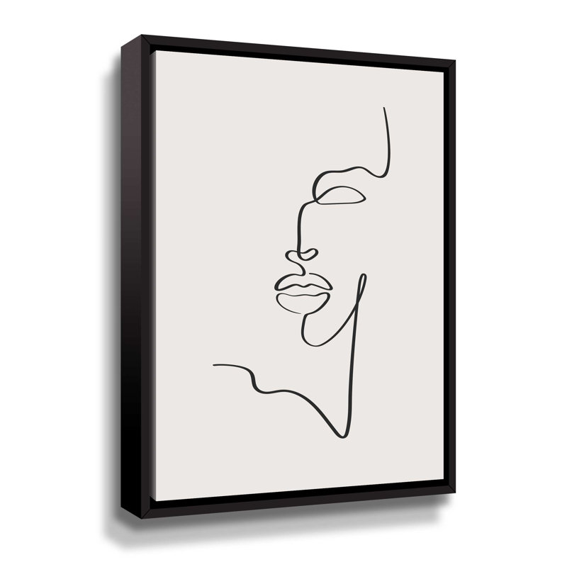 Visage féminin, H 18 po x l 24 po x P 2 po, Cadre noir
