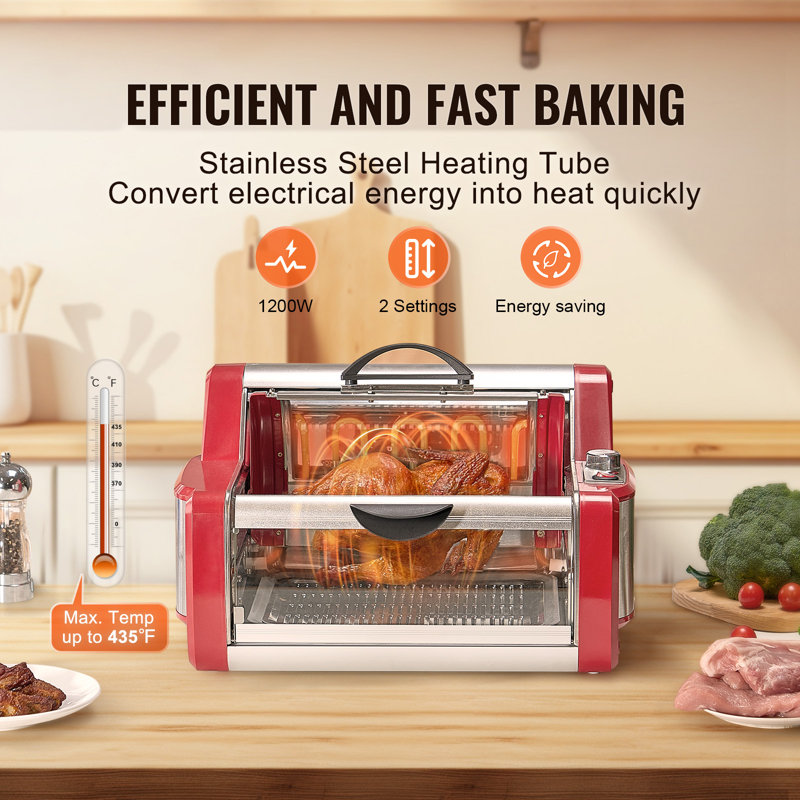 Red and Stainless Steel Electric Shawarma Grill Machine with Rotating Function