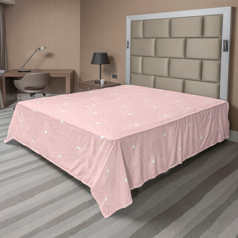 Polyester Floral Flat Sheet, Full Flat Sheet, Blush/White