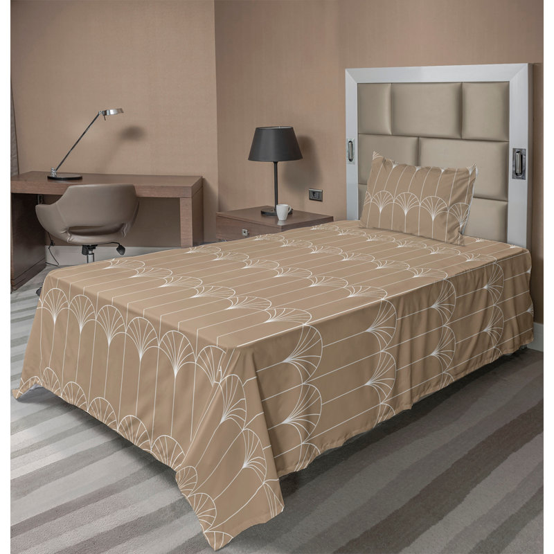 Ensemble de draps à motif de feuilles de palmier 4 pièces Ambesonne, Ensemble de draps pour lit simple TG avec 1 taie d