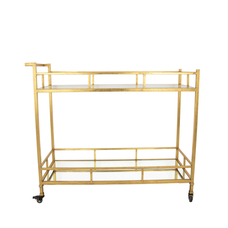 Melody Serving Cart, Antiqued Gold Leaf