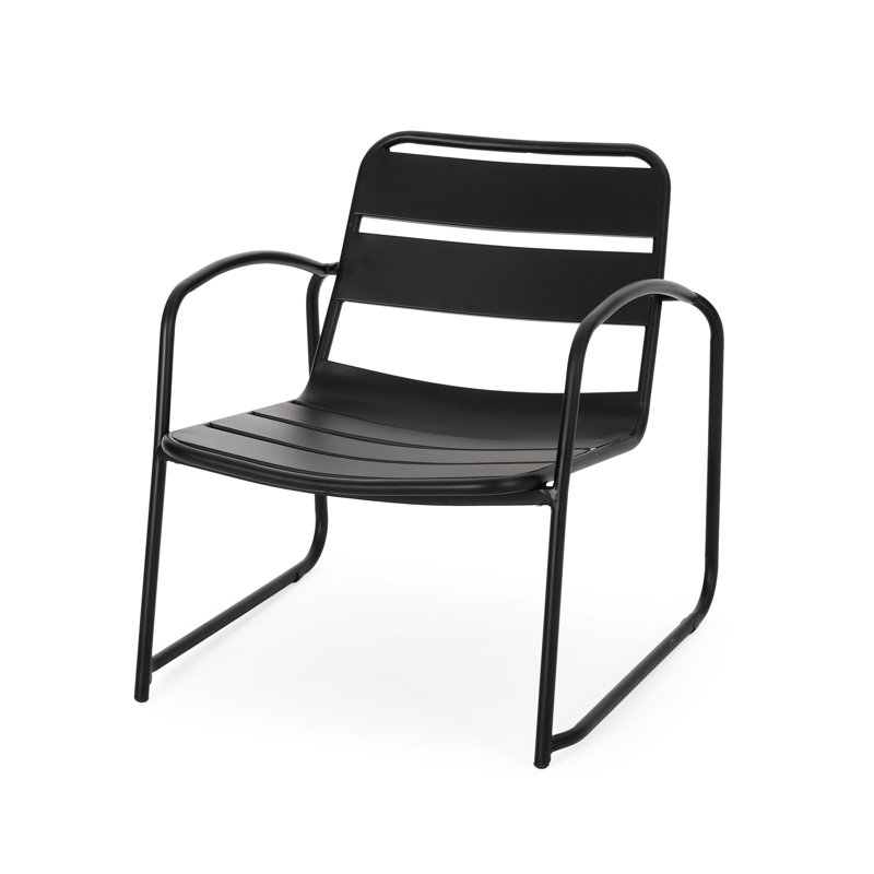 Détendez-vous dans le style avec une chaise en fer noir mat pour la cour et le patio, 24,68 po Hauteur, fer de 13,38 lb, profondeur parfaite de 23,95 po,