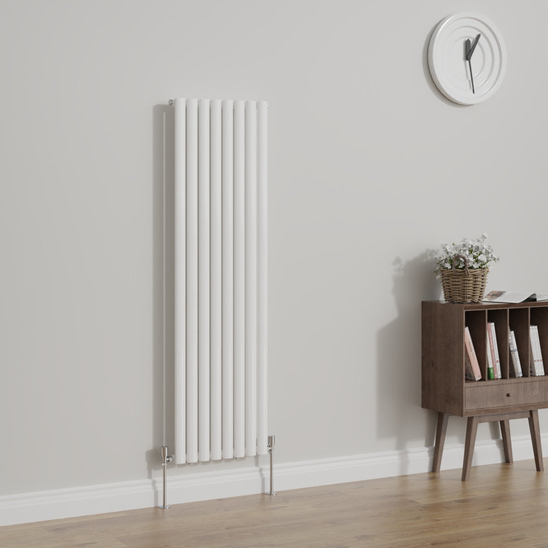 Shoshana Vertical Oval Panel Radiator, Gloss White, 160cm H x 47.2cm W, 1