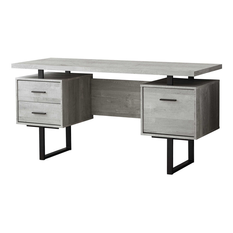 Bureau d'ordinateur 60 "gris et noir avec trois tiroirs 60"