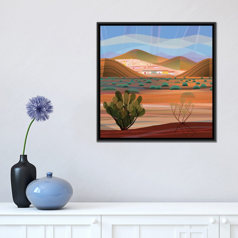 « cuivre town, square », impression sur toile, H 18 po x l 18 po x P 1,5 po, Toile avec cadre noir