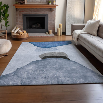 Premium Machine Washable Cerrito Amf547 Blue Rug